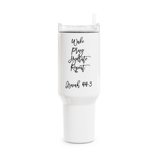 Inspirational 40oz Tumbler - 'Wake Pray Hydrate Repeat'