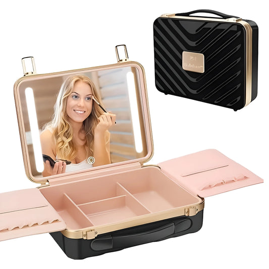 Travel Makeup case with Lighted Mirror 3 Color Setting