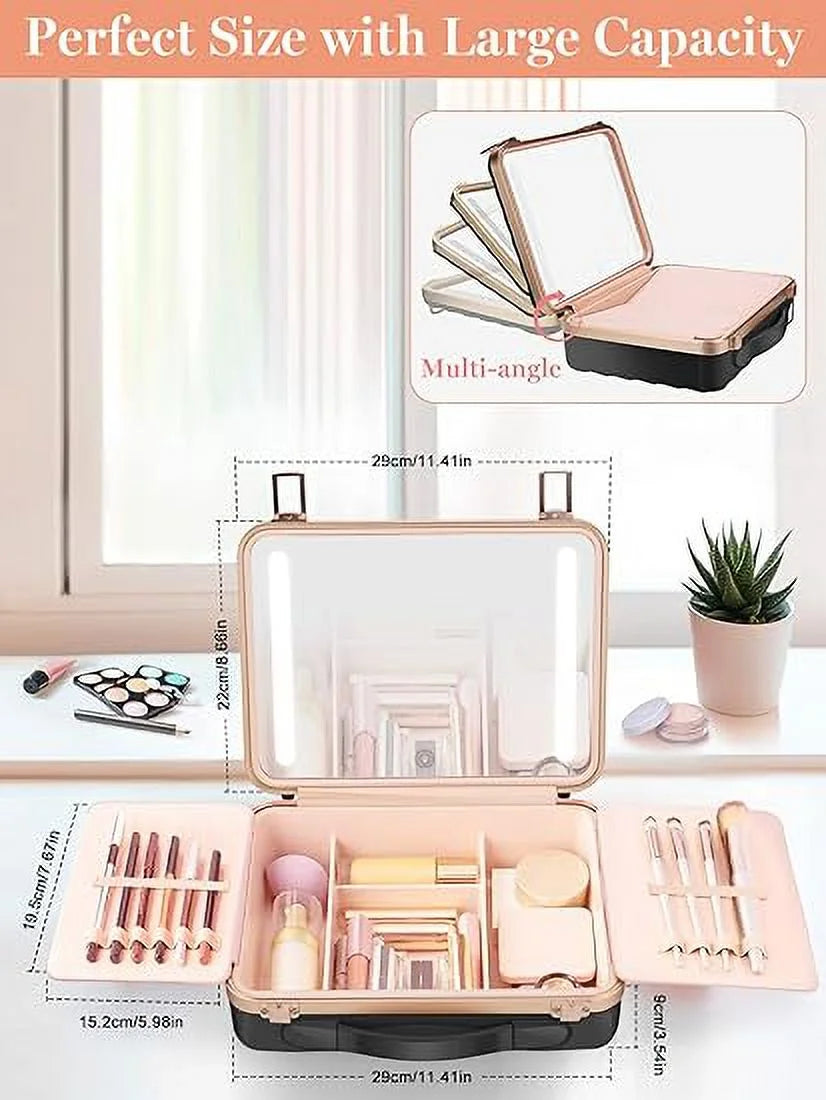 Travel Makeup case with Lighted Mirror 3 Color Setting